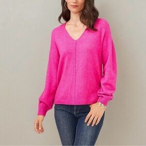 🎁Vince Camuto Women's Electric Pink V-Neck Sweater size Small